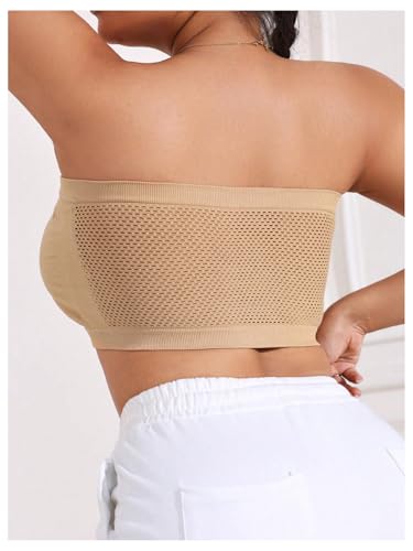 Image of WDIRARA Women's Plus Size Strapless Front Closure Bandeau Bra Seamless Wireless Bralette Tube Top