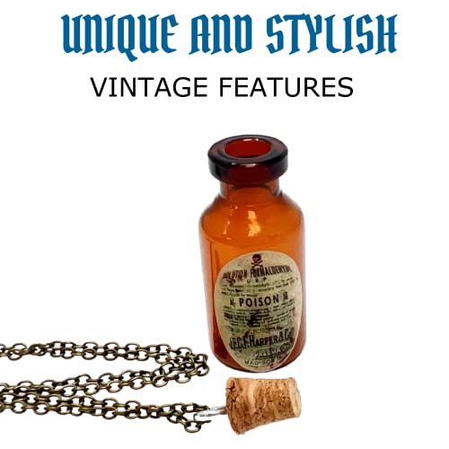 UMBRELLALABORATORY Goth necklace jewelry for women Steampunk Gothic Lolita costume accessories apothecary potion glass tiny jar bottle with handmade Halloween apothecary sticker4