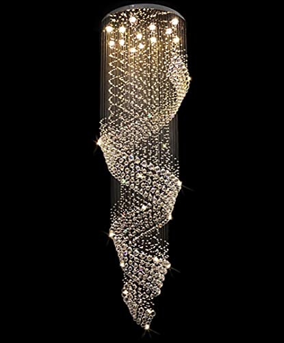 125"H Crystals Chandeliers for High Ceiling Room Light Foyer Crystals Chandeliers Living Room Decor Light Fixture Pendant Crystal Chandelier Staircase Storey Chandeliers LED Blubs Included, 12 Lights