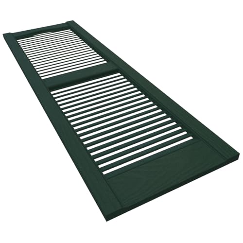 Builders Edge 12 in. W x 60 in. H Builders Edge, Standard Cathedral Top Center Mullion, Open Louver Shutters, Includes Matching Installation Spikes (Per Pair), 122 - Midnight Green