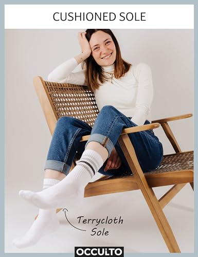 Women 80% Cotton Crew Socks Pack of 6 (Model: Steffi)3