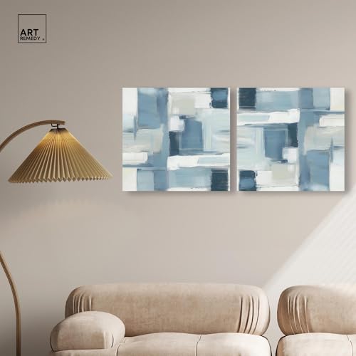 Art Remedy Modern Abstracts Canvas, 20" x 20", Gallery Wrapped, Deconstructed Blue II Set by Art Remedy - Used condition - Image 3