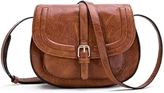 AFKOMST Crossbody Bag for Women Small Satchel and Shoulder Bag Vintage Saddle Handbags Vegan Leather