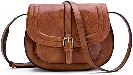 Crossbody Bags for Women,Small Saddle Purse and Boho Cross body Handbags,Vegan Leather,Brown