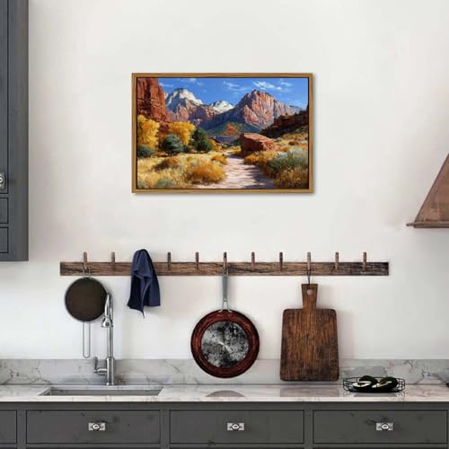 Image of Zion National Park Canvas Wall Art Red Rock Canyon Scenery Wall Decor Nature Utah Mountains Landscape Prints Painting Southwest National Park Posters for Living Room Bedroom Home Decoration 16x24 inch