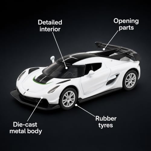 Image of Koenigsegg Jesko 1:36 Scale Die-Cast Metal Car Model - Openable Doors Pull-Back Alloy Swedish Hypercar Collectible Toy Car
