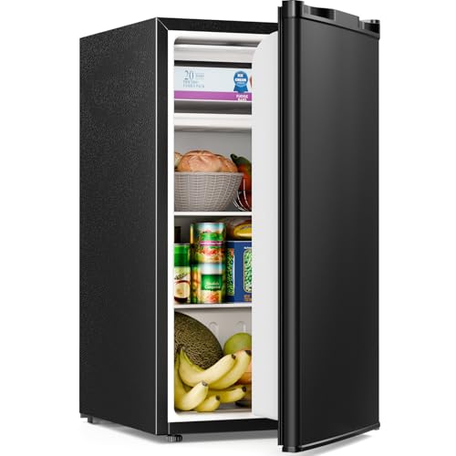 Image of Antarctic Star 3.2 Cu.Ft.Compact Refrigerator with Freezer, Mini Fridge Single Door with Adjustable Thermostat,Removable Glass Shelves for Apartment,Dorm,Office,Kitchen,BLACK