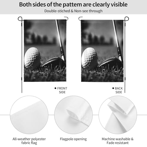 Drapeau de jardin imprimé golf noir et blanc grand format pour extérieur - 3