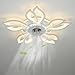 Wentylator sufitowy 25,6" ze światłami, lampa sufitowa w kształcie kwiatka 50W, nowoczesne żyrandole ściemnialne do pokoju dziecięcego Salon sypialnia, biały,B