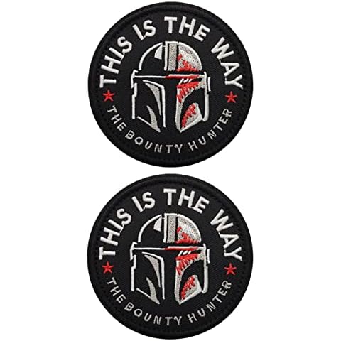 WZT 2 Pieces This is The Way Full Helmet Inspired Art Patch Funny Tactical Morale Military Patch Full Embroidery Patch Cover