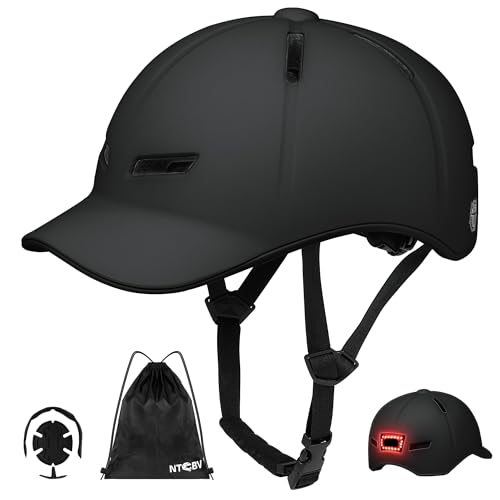 NTGBV Bike Helmet Adult Men/Women-USB Rechargeable Rear Light CPSC/ASTM Certified 2 Removable Liners Adjustable Lightweight Baseball Cap Style for Youth Road&Mountain Biking Skating Scooter