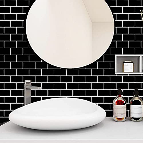 Upgraded, Stickgoo 10-Sheet Peel And Stick Subway Tile Backsplash, 13"X12" Self-Adhesive Kitchen Backsplash Tiles, Black #TOP3