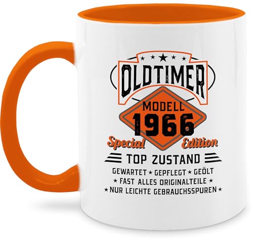 Tasse Tassen 325ml - 60. Geburtstag - Oldtimer Modell 1966 - schwarz - 325 ml - Orange - 60 mann tasse+level+60 60er jahre kaffeetasse geschenk zum 60.geburtstag sechzig alles gute kaffee kollege
