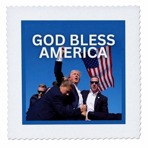 3dRose Picture of Trump Assassination with The Text of God Bless... - Quilt Squares (qs-388440-7)