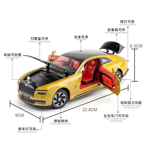 Image of BlackZone Compatible for 1 /24 Scale Rolls Royce Spectre Diecast Model Car Toy, Zinc Alloy Pull Back car with Openable Doors, Sound and Light Car Toy for Kids Boys and Girls (1:24 Spectre - Pink)