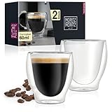 Moritz & Moritz Barista Milano 2 x 60 ml Espressogläser Doppelwandig - Espresso Tassen Set aus Glas für Heiß- und Kaltgetränke - Spülmaschinengeeignet