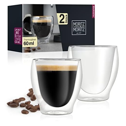 Caffé Italia Milano 2 x espresso kaffekoppar 0,08 l, 2,9 dl - dubbelväggsglas för espress - diskmaskinssäker