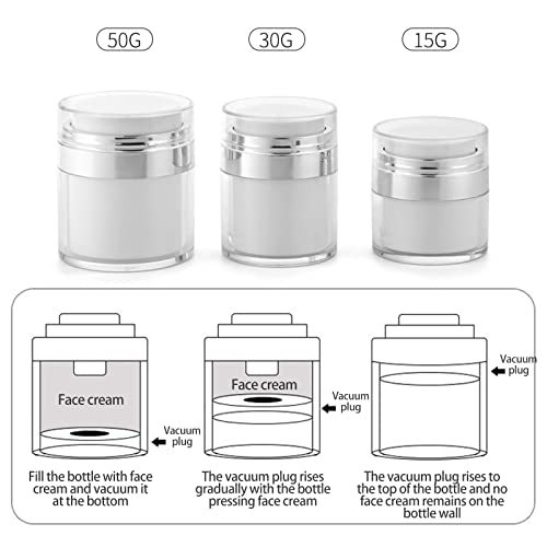 Airless Pump Jar,Refillable Travel Cream Empty Bottle Lotion Pump Containers Portable Airless Pump Bottle Refillable Airless Pump Jars, Cream Container,Makeup Pot Bottle Pump (30Ml) #TOP6