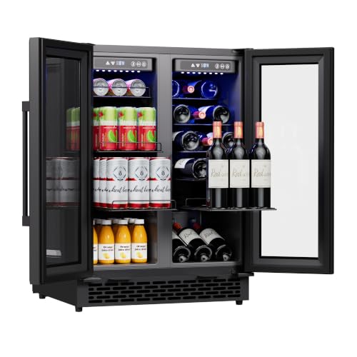 Image of 24 Inch Wine and Beverage Refrigerator with Glass Door, Dual Zone Cooler
