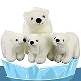 Zubebe 4 Pcs Polar Bear Stuffed Animal Set Large White Animals Stuffed Soft Plush Toy Cuddly Gifts for Winter Birthday Decoration(Polar Bear Style)