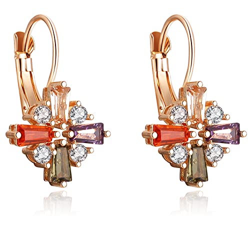 Earrings For Women Girls Crystal Cz Cross Dangle Earrings Jewelry For Women 18K Gold Plated #TOP27