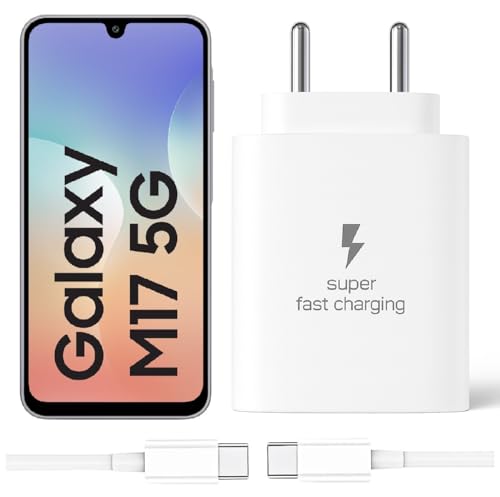 Image of 25W Type-C Charger with Cable Compatible with Samsung-Galaxy M17 5g | Super Fast Charger Adapter for S23 /S24 /S25 /S21Fe /A14 /M17 /M06 /M07 /M05 /F05 /F15 /F06 /M36 /A55 / F17 /A16 /M16 /A56 /A36 /A35 /A34 /A26, White