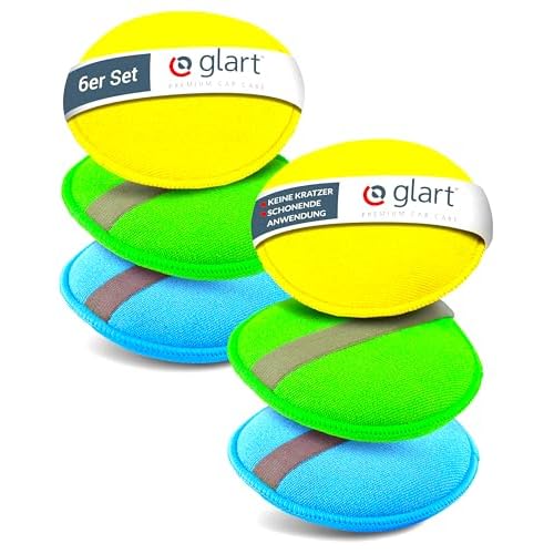 Glart 46PP Mikrofaser Handpolierschwamm 6er Set, 130x25 mm, Wax Applikator Pad für Wachse, Polituren, Lackreiniger, Autopolitur, statt Poliermaschine