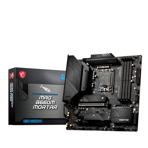 Image of MSI MAG B660M Mortar Motherboard, Micro-ATX - Supports Intel 12th Gen Core Processors, LGA 1700 - DDR5 6200+MHz /OC, PCIe 4.0 & 3.0 x16 Slots, 2 x M.2 Gen4 Slots, 2.5G LAN