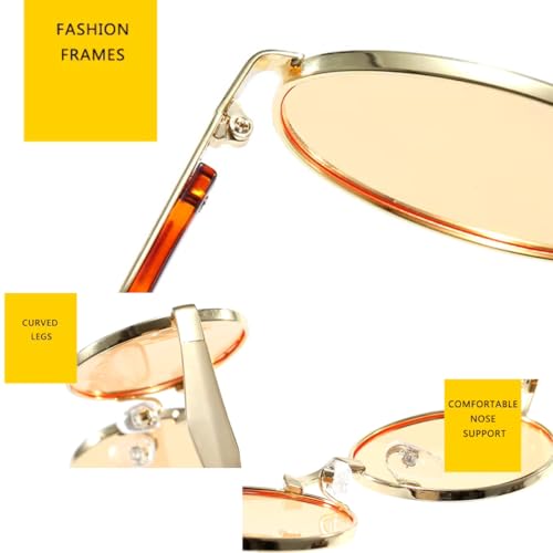 Image of POINT Retro Oval Sunglasses For Men Women Stylish - UV400 Protection Designer Goggles - Vintage Metal Sun Glasses for Woman - Trendy Branded Full Rim Shades for All Face Shapes