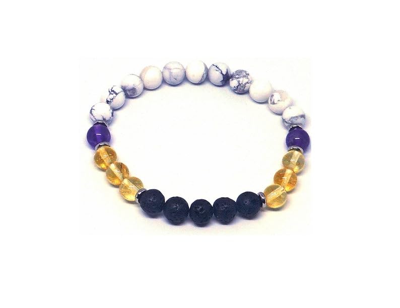 Bracelet citrine et howlite 8mm, cadeau de chance et protection