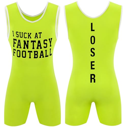Jeere Fantasy Football Loser Singlet I Suck at Fantasy Football Vest Embarrassing Loser Award Funny Award for Men Women(XL) Fluorescent Green Black