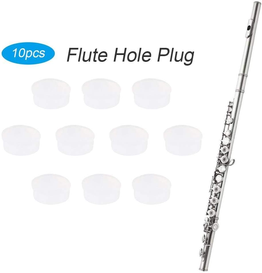 life 10Pcs Flute Hole Plug,Rubber Replacement Kits Musical Instrument Accessories Flutes Repair Parts Accessories 7x2.5mm(Transparent)