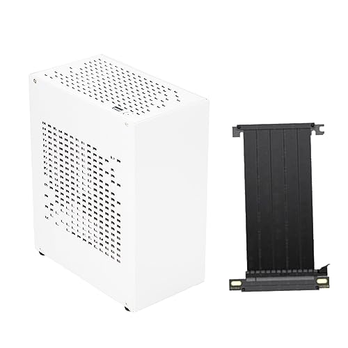 Mjaie Châssis en aluminium Mini ITX pour PC de bureau de jeu USB 3.0 Support carte graphique RTX2070 avec câble PCIE3.0 Mini ITX Boîtier pour cartes mères, blanc