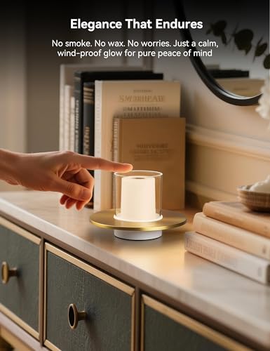 Image of Tubicen Cordless Lamp for Table, Battery Operated Rechargeable Cordless Table Lamp 4-Level Touch Dimmable Electronic LED Flameless Candle Lamp for Home Decor Seasonal Festival Celebration Anniversary
