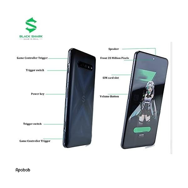 Black Shark 4 Gaming 5G Unlocked Smartphone, 8+128GB 6.67 inch FHD Cell Phone, Android 12 Snapdragon 870 Mobile Phone, 48MP Rear Camera System, 270HZ Touch Reporting Rate Celulares (Black)