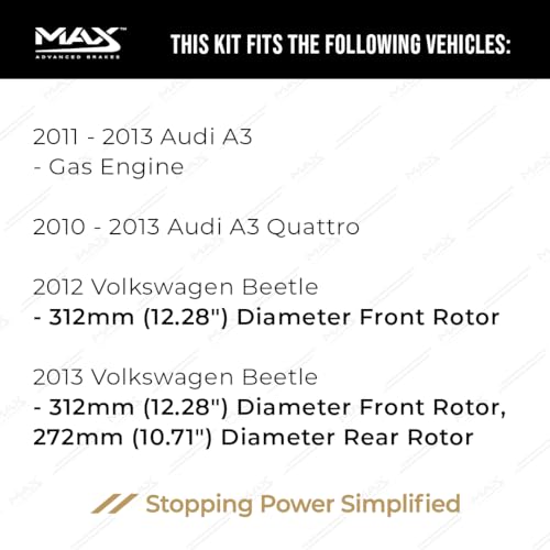 Image of MAX Advanced Brakes - Brake Kit For 2010-2014 Volkswagen Jetta (12.28 inch Dia Fr Rotors), GTI, Beetle, Audi A3 Quattro| Carbon Ceramic Brake and Rotor Kit Front and Rear| Drilled Slotted Brake Rotors