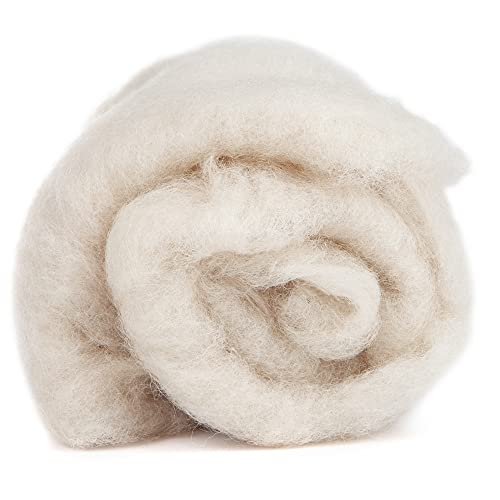 Image of Desert Breeze Distributing Maori Wool Carded Batting, 100% Natural New Zealand Wool Made by DHG in Italy for Needle Felting, 3.5 OZ, 27 Micron, Color Sand