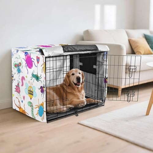 Housse de cage pour chien XL colorée motif insectes pour box - 7