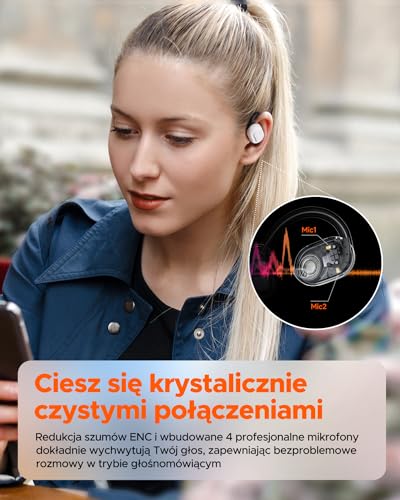 Truefree O1 Słuchawki Open Ear, słuchawki sportowe Bluetooth 5.3, bezprzewodowe słuchawki z przewodzeniem powietrza, wyraźne połączenia z 4 mikrofonami, sterowniki 16,2 mm, 45 godzin odtwarzania