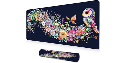 Tapis de souris XXL fleur de hibou pour décorer votre bureau et optimiser le confort quotidien