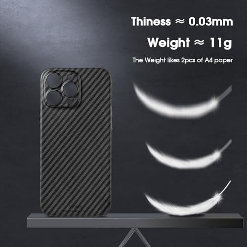 Image of CASEKUL Design for iPhone 16 Pro Max Case,Compatible with MagSafe Slim Flexible Carbon Fiber Case Shockproof Protective Phone Cover Magnetic Case for iPhone 16 Pro Max,Black
