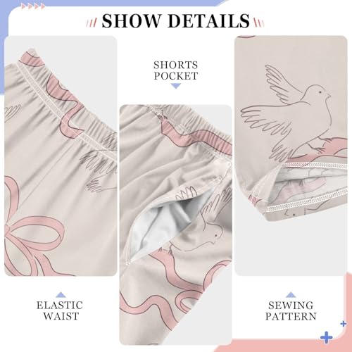 Bird and Ribbon Boys Pants Boys Athletic Pants Long Pant for Boywith Pockets Wide-Leg Size 6-14Y4