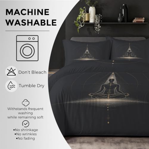 Parure de lit 160x200 fermeture éclair microfibre douce imprimé 7 chakras - 7