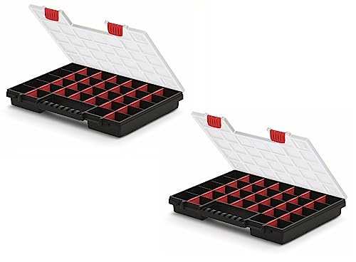 Miniatura 4 de Mivos Caja De Surtido De Doble Cara 399 X 303 X 100 Mm - Clasificación Con 64 Compartimentos Ajustables Para Tornillos, Accesorios Y Herramientas