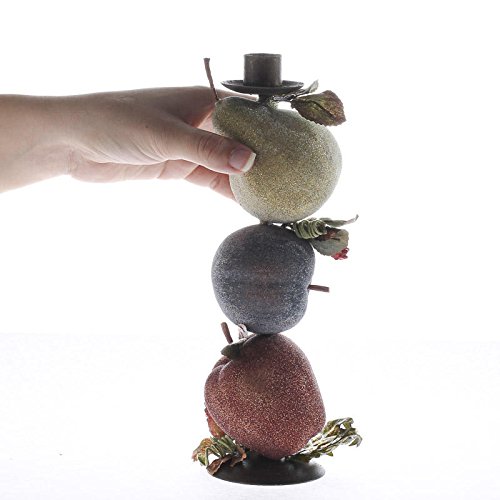 Pair of Stacked ICY Pear, Plum and Apple Taper Candlesticks for Home Decor, Creating and Embellishing