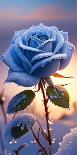 Broderie Diamant Rose Bleue 5D : Kit de Cristal Strass Premium T-4010