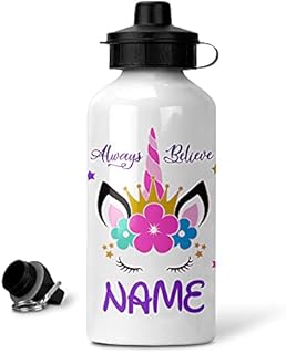 EnvyFone Personalised Water Bottle - Unicorn Always Believe - Aluminium - Ideal for Kids School - Packed Lunch Bag - Sports Outdoors - Drinks - Cute Girly Gift Present