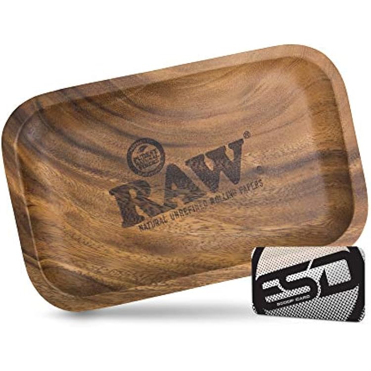 RAW Wood Rolling Tray | Size - Small | Sturdy RAW Designed Wood with Curved Corners - No Creases!