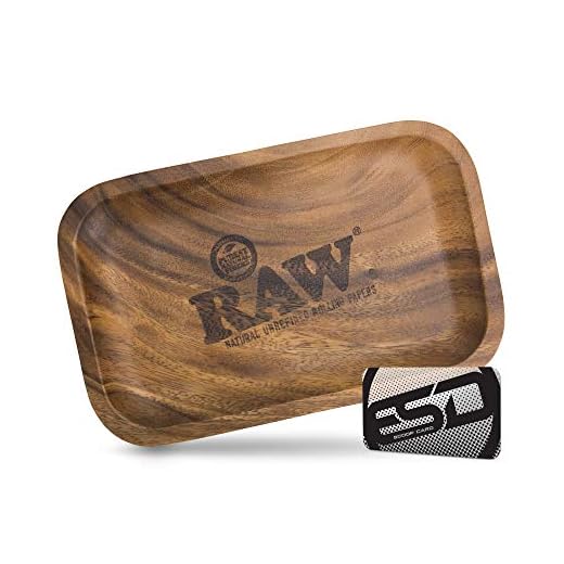 RAW Wood Rolling Tray | Size - Small | Sturdy RAW Designed Wood with Curved Corners - No Creases!