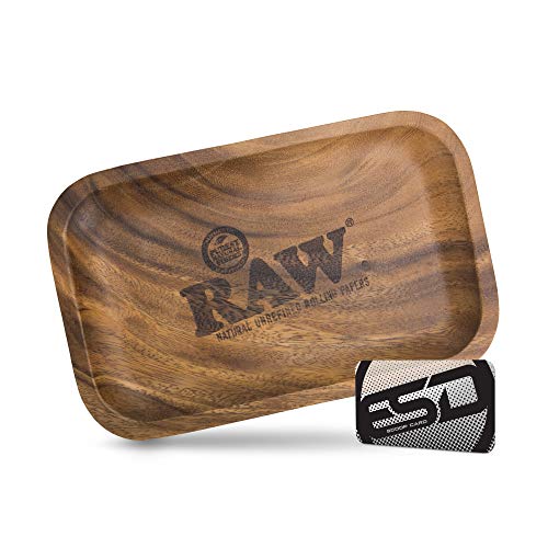 RAW Wood Rolling Tray | Size - Small | Sturdy RAW Designed Wood with Curved Corners - No Creases!